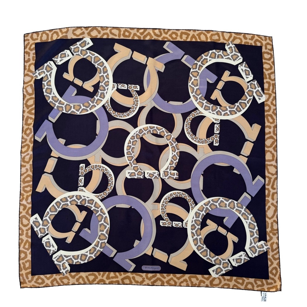Salvatore Ferragamo Gancini Leopard Cheetah Print Scarf